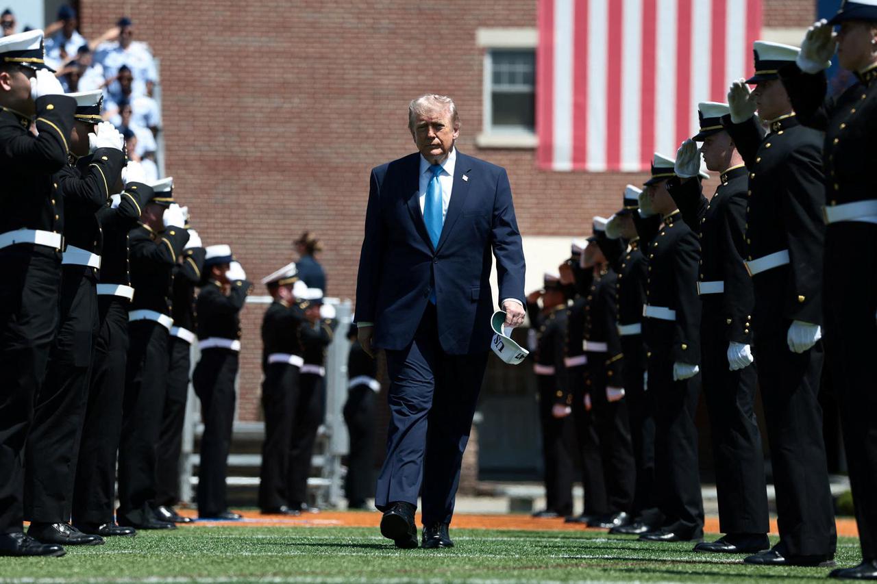 U.S. President Donald Trump delivers the commencement address at the United States Coast Guard Academy in New London