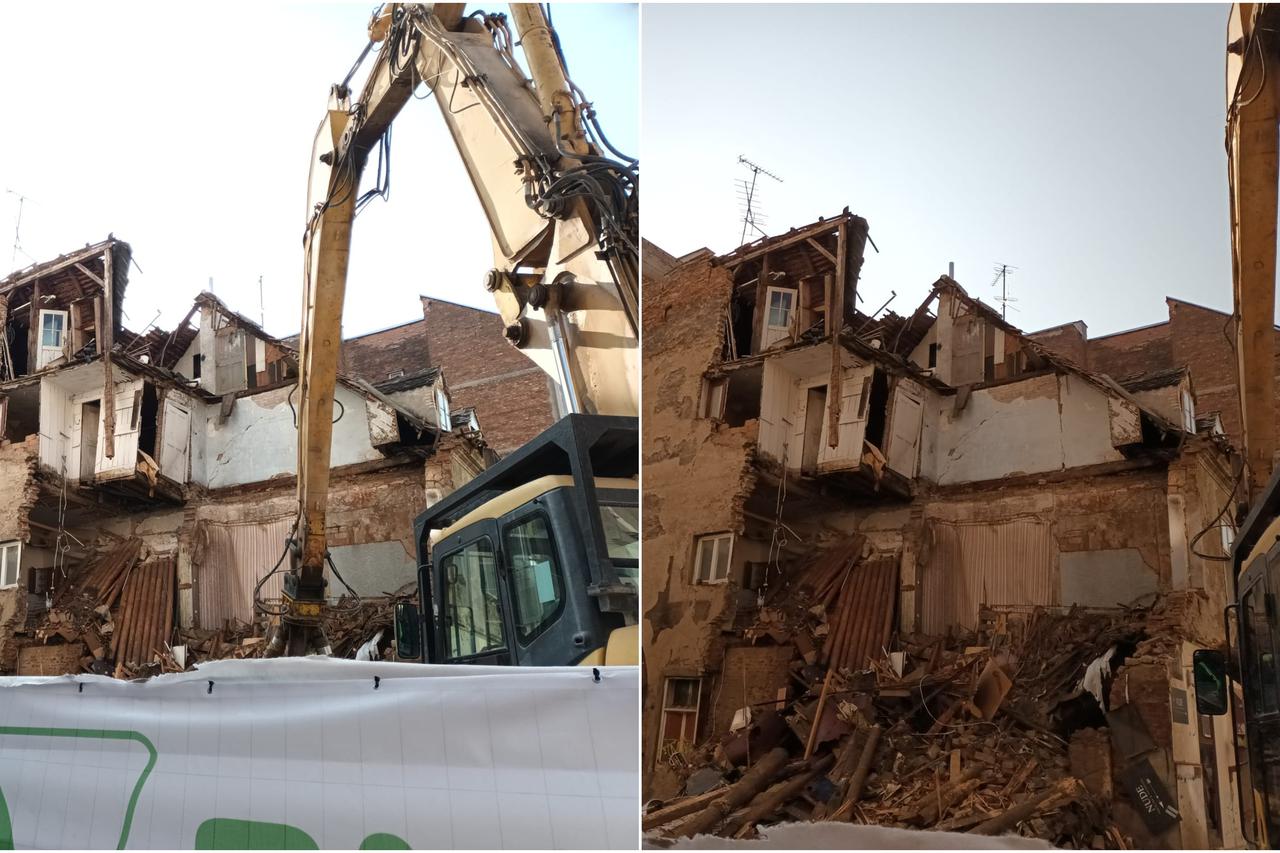 Rušenje zgrade na uglu Petrinjske i Đorđićeve ulice