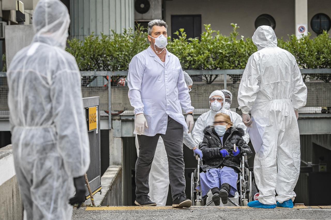 Bergamo Coronavirus - Covid patients arrive from hospitals at the Cristal Palace Hotel
