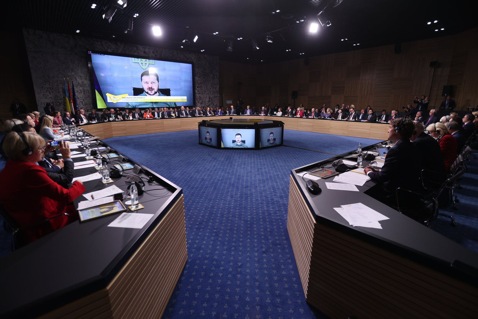 25.10.2022., Zagreb - Predsjednik Ukraine Volodimir Zelenski obratio se sudionicima Prvog parlamentarnog summita Međunarodne krimske platforme.  Photo: Damir Sencar/HINA/POOL/PIXSELL