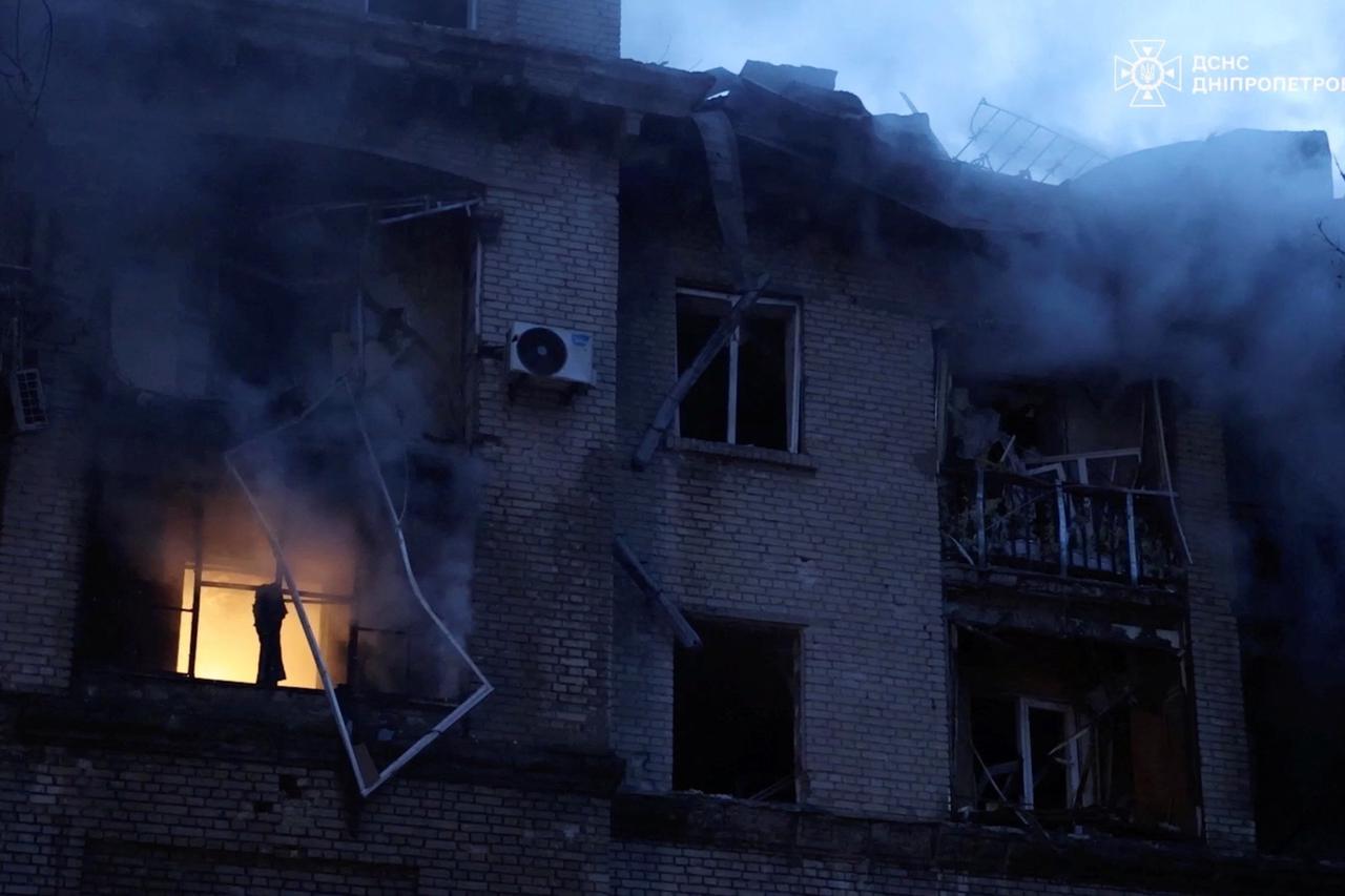 Aftermath of a Russian drone and missile attack in Dnipro