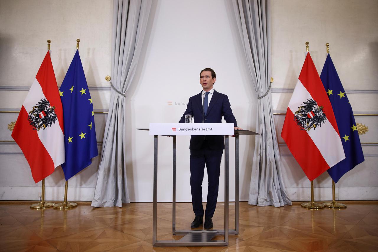 Austria's Chancellor Kurz gives statement in Vienna