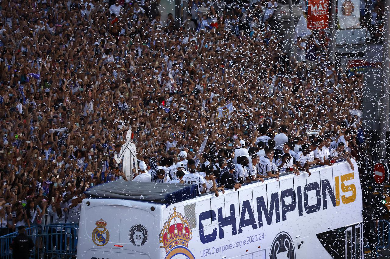 Real Madrid celebrate winning the Champions League