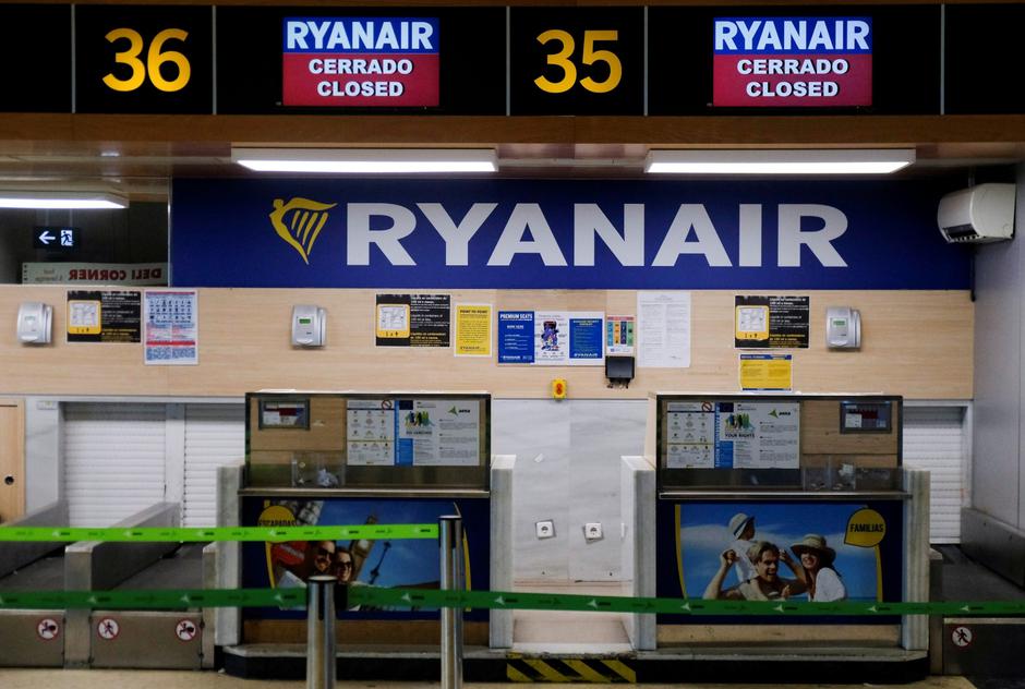 FILE PHOTO: An empty Ryanair window is seen during a strike by Ryanair workers of several European countries, at the airport in Valencia
