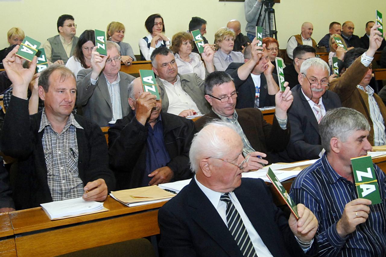 '13.04.2011., Sisak - Vecina vijecnika sisackog Gradskog vijeca glasovalo je za izmjene Statuta Grada Siska. Photo:NIkola Cutuk/PIXSELL'