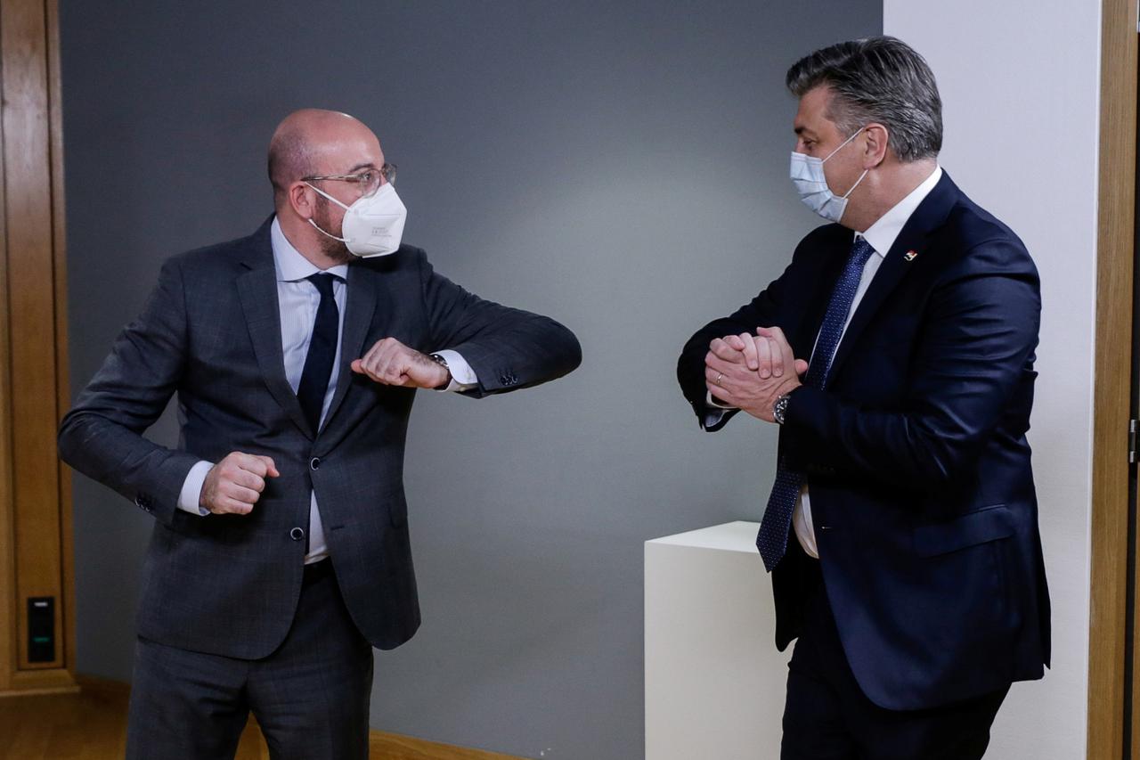 Predsjednik Europskog vijeća Charles Michel i premijer Andrej Plenković