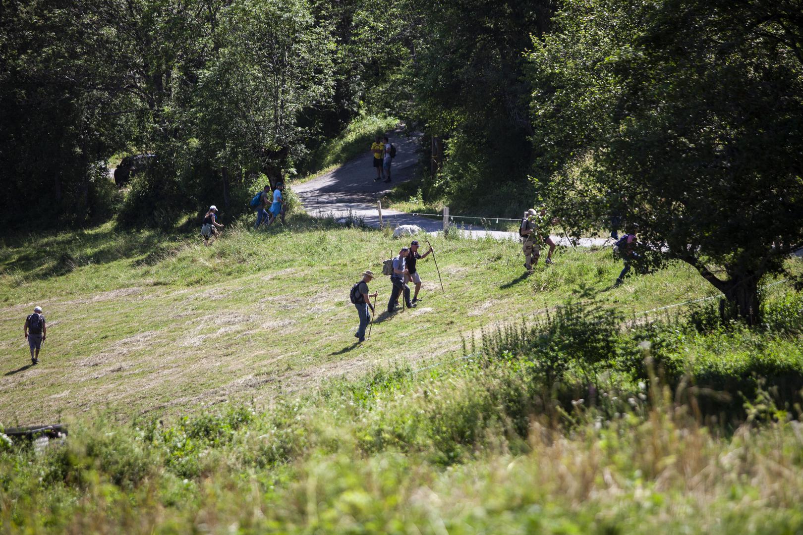 A group of volunteers looking for little Emile. French police are engaged in an extensive air and land search for a missing two-year-old boy who disappeared from a village in the south of the country at the weekend. The toddler, Émile, was playing in the garden of his grandparents’ house in a hamlet just outside Le Vernet in the Alpes-de-Haute-Provence between Grenoble and Nice when he vanished on Saturday afternoon. Vernet, France, July 10, 2023. Photo by Thibaut Durand/ABACAPRESS.COM Photo: Durand Thibaut/ABACA/ABACA