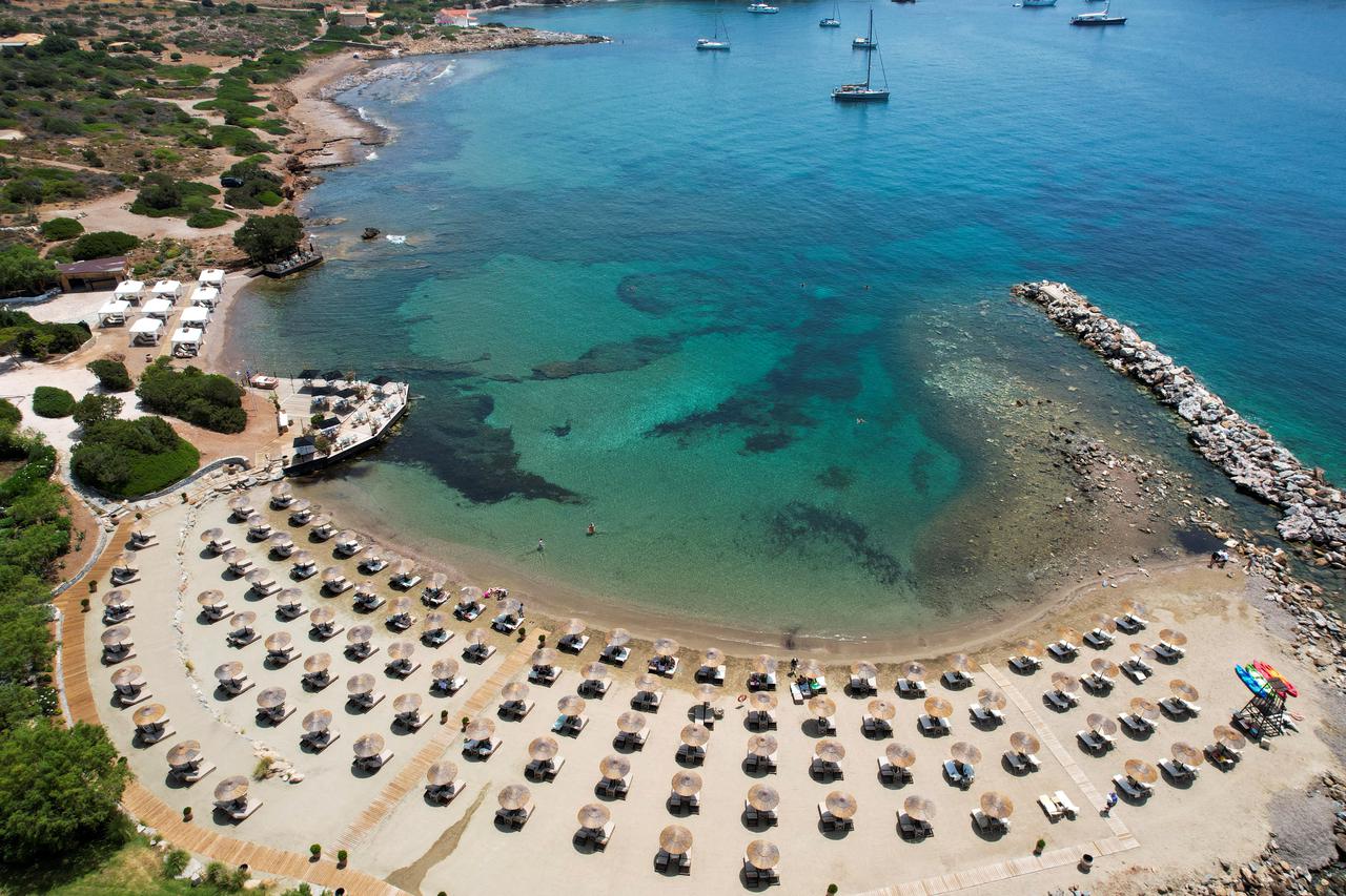 FILE PHOTO: A view of a beach in front of the Cape Sounio Grecotel Resort, in Cape Sounion
