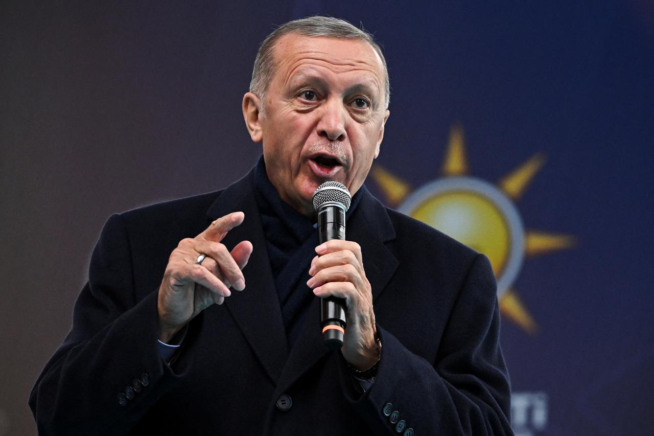 Turkish President Erdogan holds an election rally in Istanbul