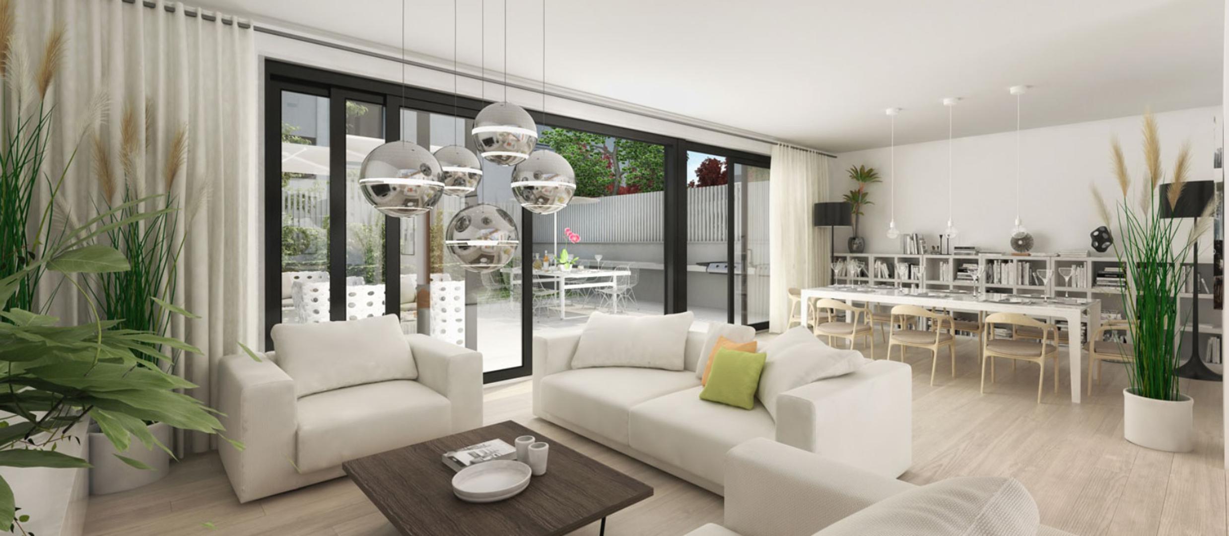 Pogled iz prostranog boravka na terasu