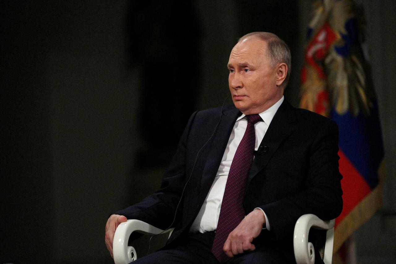 Russian President Vladimir Putin gives interview to U.S. television host Tucker Carlson in Moscow
