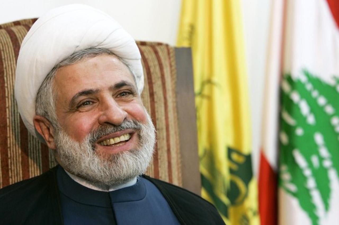'Lebanon's Hezbollah deputy leader Sheikh Naim Kassem smiles during an interview with Reuters at his office in Beirut March 9, 2009. REUTERS/Cynthia Karam  (LEBANON POLITICS)'