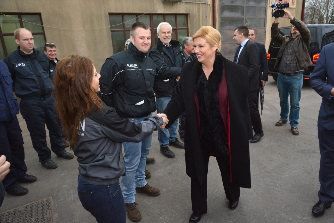 Kolinda Grabar-Kitarović u Bjelovaru posjetila tvrtku Bjelin, Trgovački sud i buduću elektranu