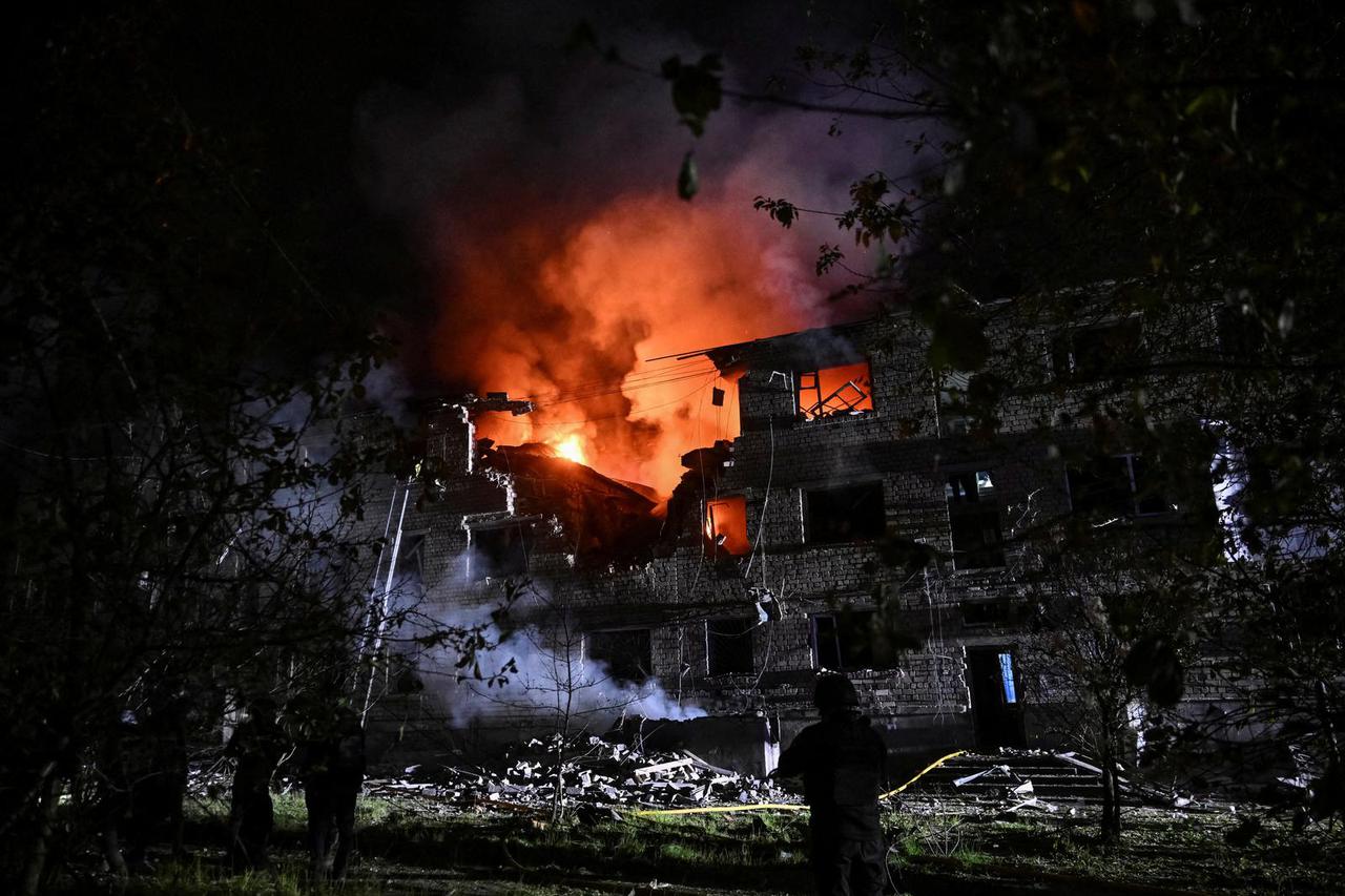 Aftermath of a Russian drone strike in Zaporizhzhia