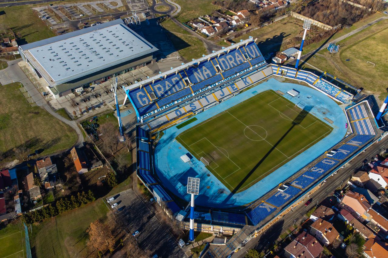 Pogled iz zraka na Stadion Gradski vrt i SD Gradski vrt
