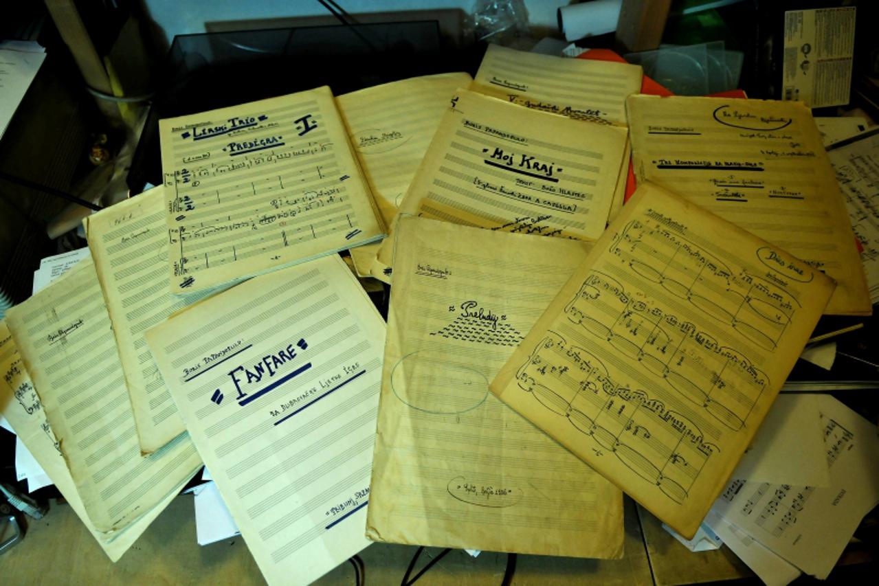 '22.02.2011. Zagreb - Muzikolog Davor Merkas i Papandopulove partiture. Photo: Anto Magzan/PIXSELL'