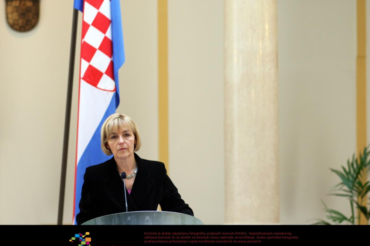 '07.03.2012., Zagreb - Predsjednik Republike dr. Ivo Josipovic i ministrica vanjskih i europskih poslova Vesna Pusic odrzali su sastanak sa hrvatskim veleposlanicima. Photo: Slavko MIdzor/PIXSELL'