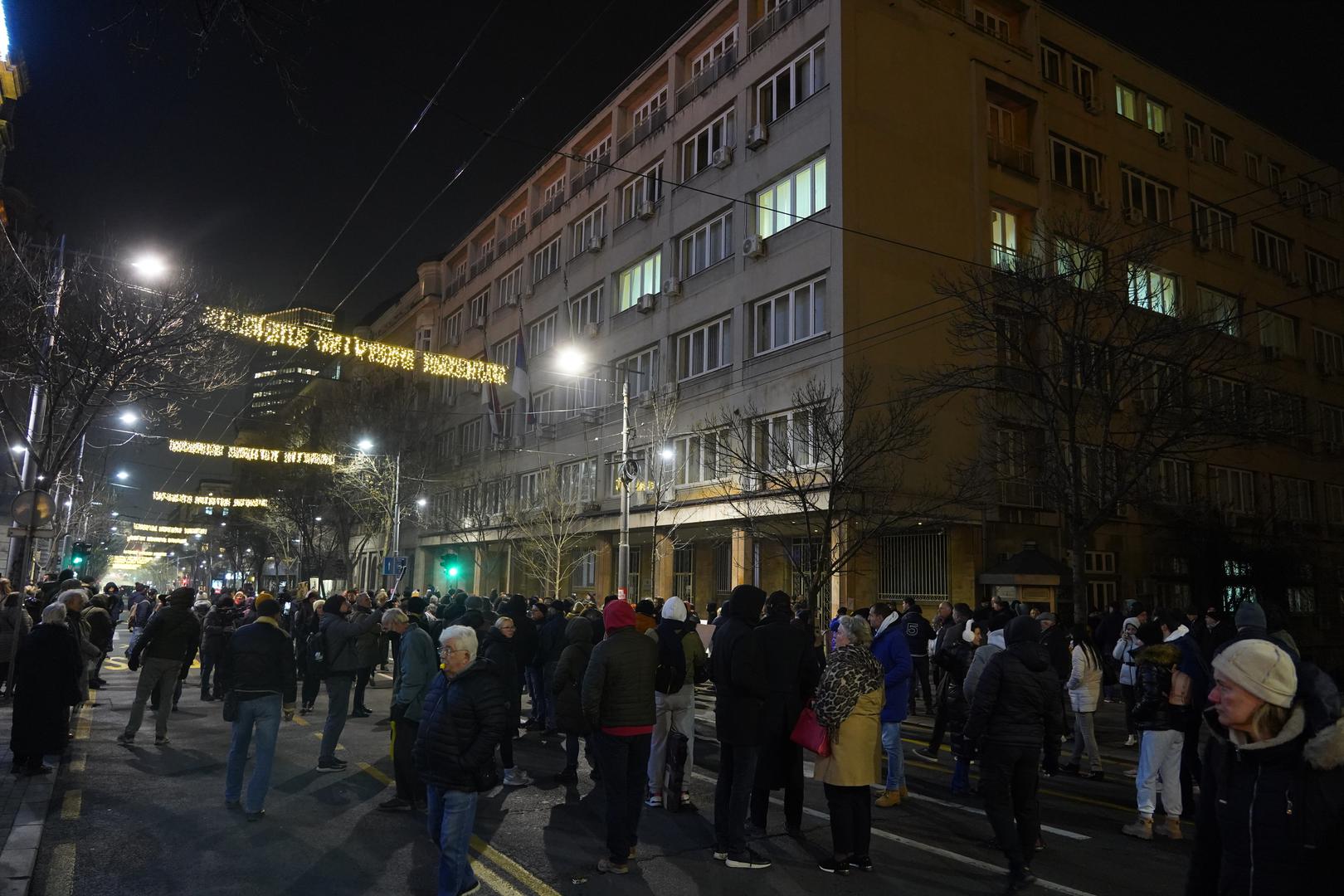 20, December, 2023, Belgrade - In front of the seat of the Republican Electoral Commission, a protest organized by the coalition "Serbia against violence" is in progress due to the "stealing of the citizens' electoral will". Photo: Antonio Ahel/ATAImages20, decembar, 2023, Beograd -  Ispred sedista Republicke izborne komisije u toku je trci protest koji je organizovala koalicija "Srbija protiv nasilja" zbog "kradje izborne volje gradjana". Photo: Antonio Ahel/ATAImages Photo: Antonio Ahel/ata  images/PIXSELL