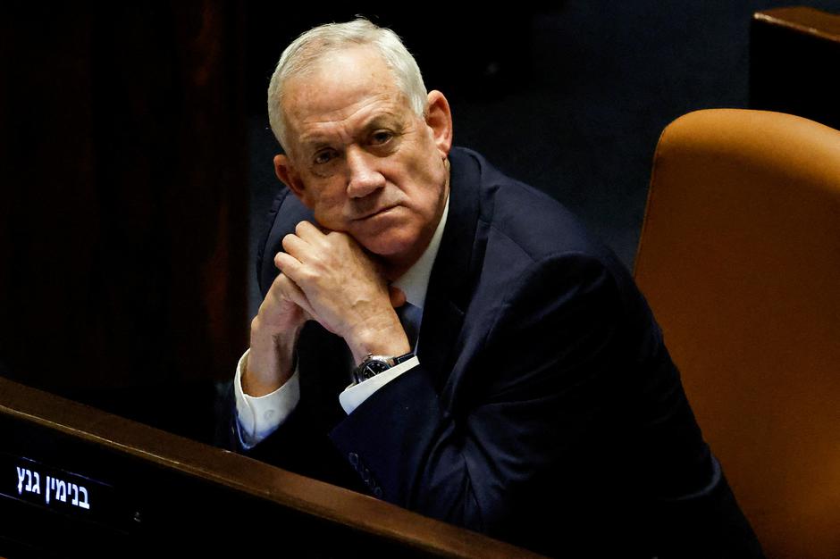 FILE PHOTO: Israeli Defence Minister Benny Gantz attends a session at the plenum at the Knesset, Israel's parliament in Jerusalem
