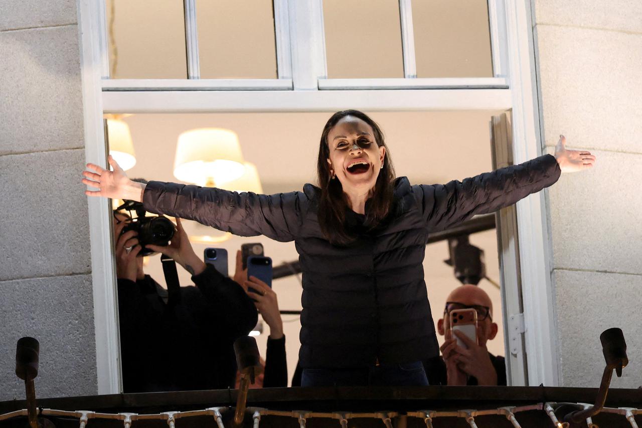 Nobel Peace Prize laureate Maria Corina Machado arrives at Grand Hotel Oslo, in Oslo