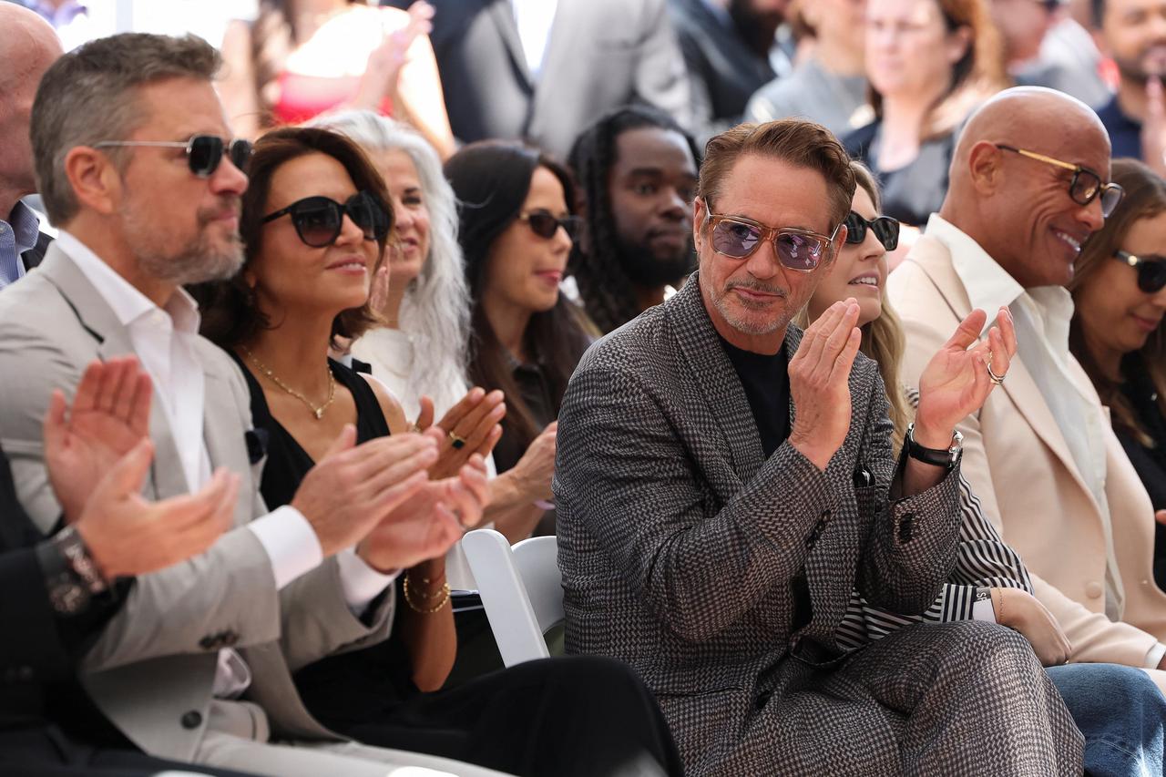 Actors Emily Blunt and Stanley Tucci unveil their stars on the Hollywood Walk of Fame in Los Angeles