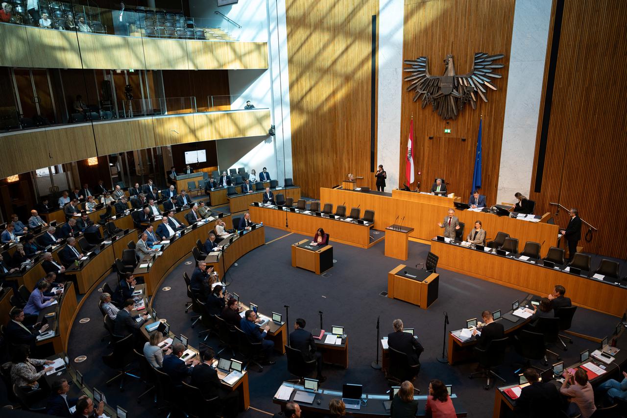 Austrian Finance Minister Markus Marterbauer attends a session of the parliament