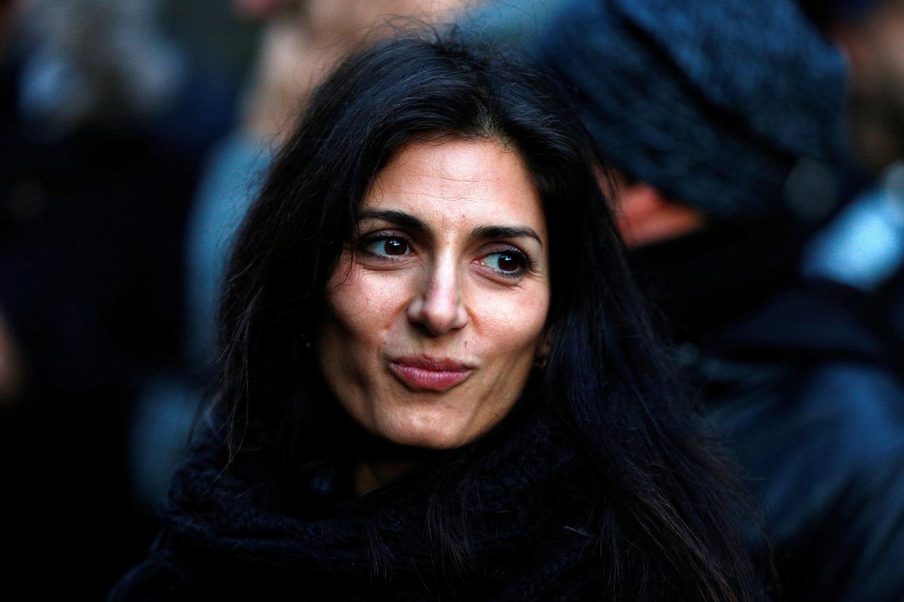 FILE PHOTO: Rome's mayor Virginia Raggi is seen after police confiscated a villa built illegally by an alleged Mafia family in Rome