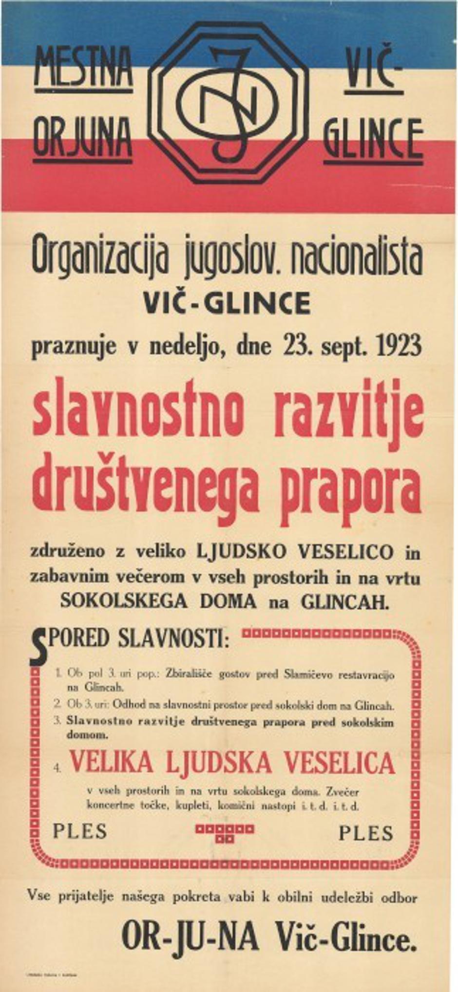 Plakat Orjune iz 1923. godine.
