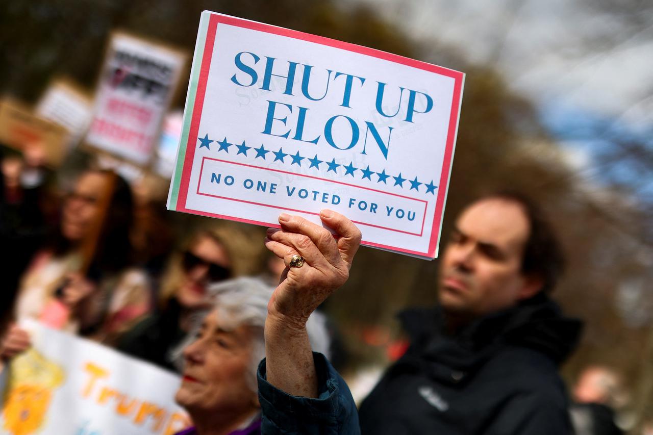 Protest against U.S. President Trump and his adviser Musk, in Berlin