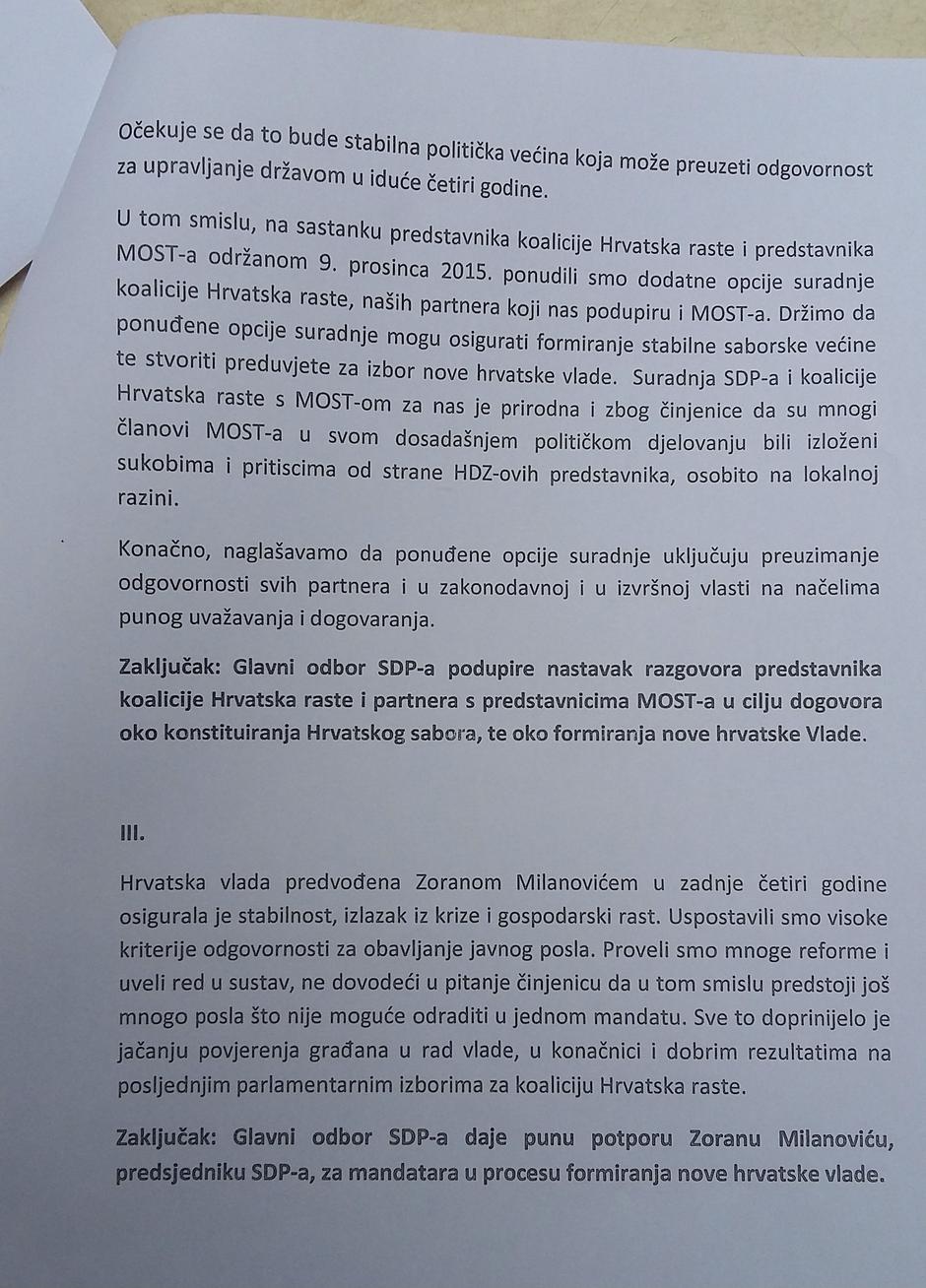 DOKIUMENT - Zaključci sa sjednice Glavnog odbora SDP-a