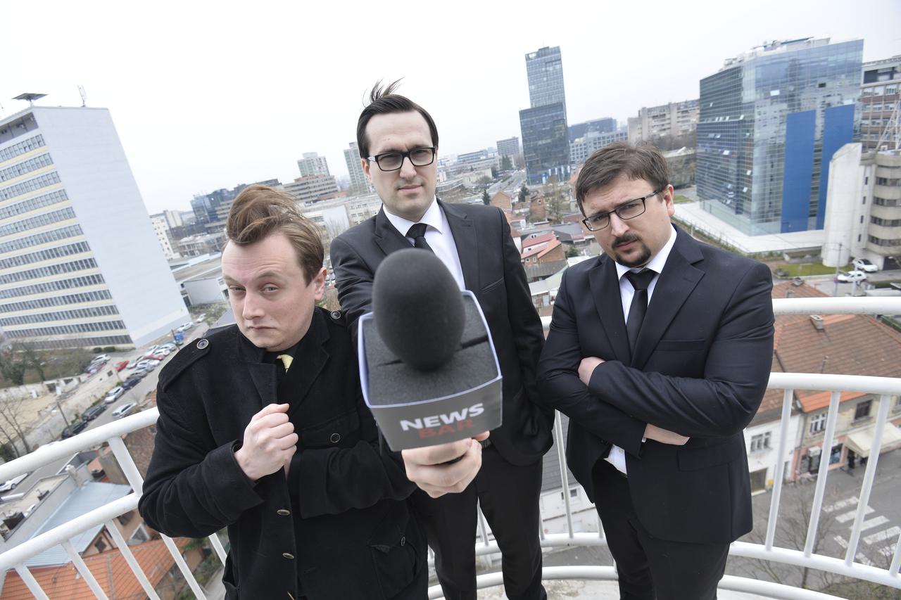 25.03.2015., Zagreb -  Ekipa News bara, satiricnog portala. Domagoj Zovak, Borna Sor, Vlado Lucic.  Photo: Marko Lukunic/PIXSELL