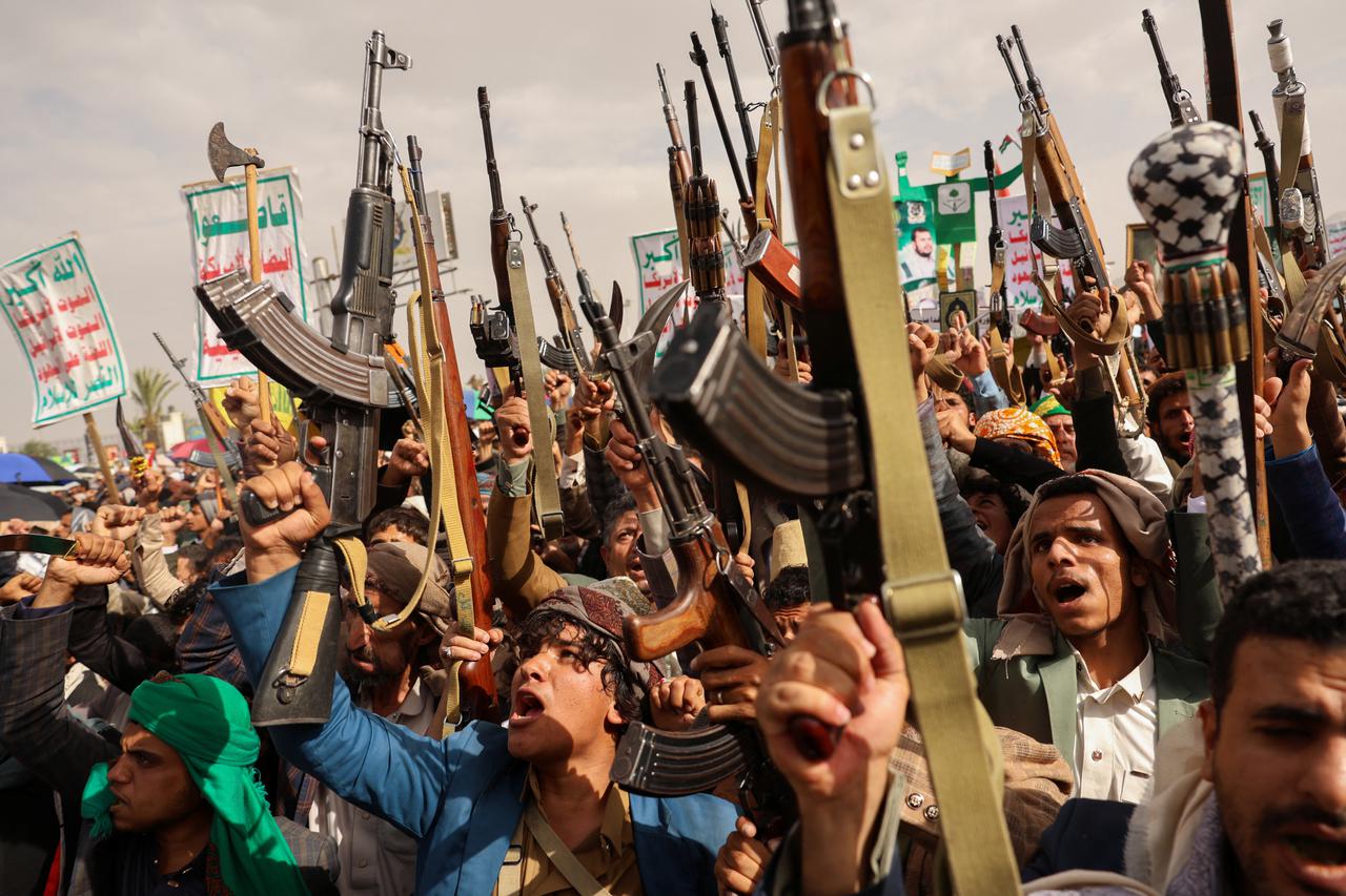Protesters, predominantly Houthi supporters, demonstrate in solidarity with Palestinians, in Sanaa