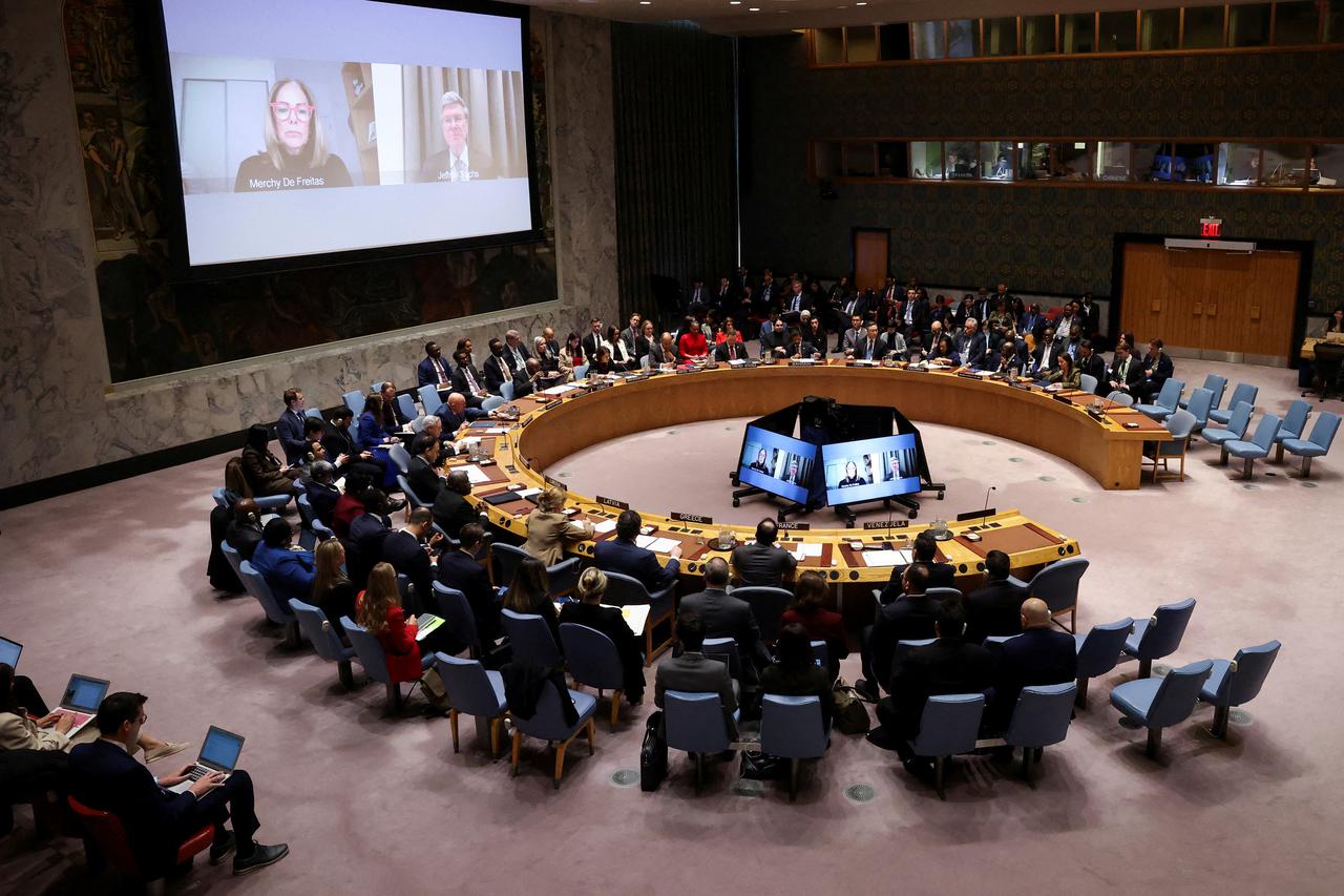 FILE PHOTO: Members of the UN Security Council meet on the U.S. strikes and capture of Venezuelan President Nicolas Maduro and his wife, in New York