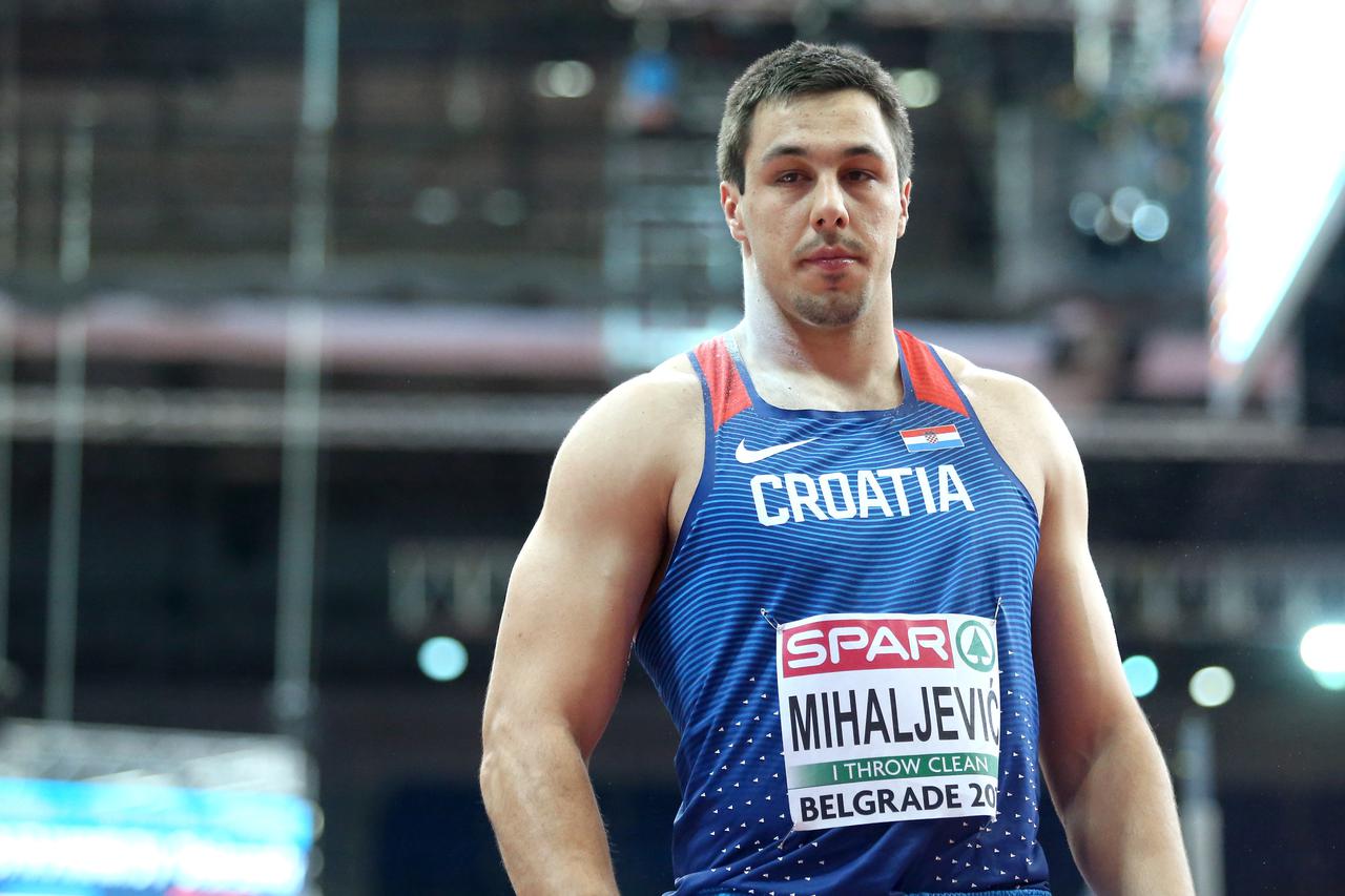 04.03.2017., Beograd - Kombank Arena, 34. Europsko atletsko prvenstvo u dvorani. Kvalifikacije, bacanje kugle - muskarci. Filip Mihaljevic. Photo: Sanjin Strukic/PIXSELL