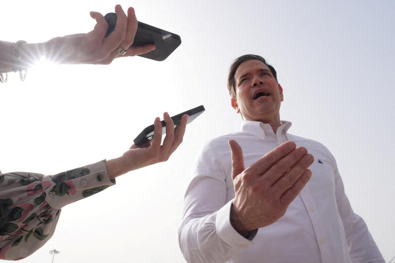 US Secretary of State Rubio speaks at Indira Gandhi International Airport in New Delhi