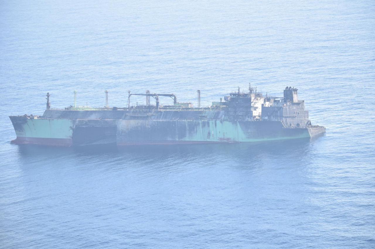 A Russian LNG tanker, Arctic Metagaz, damaged earlier this month and currently adrift without crew, floats in international waters in the Mediterranean Sea between Malta and the Italian islands of Lampedusa and Linosa