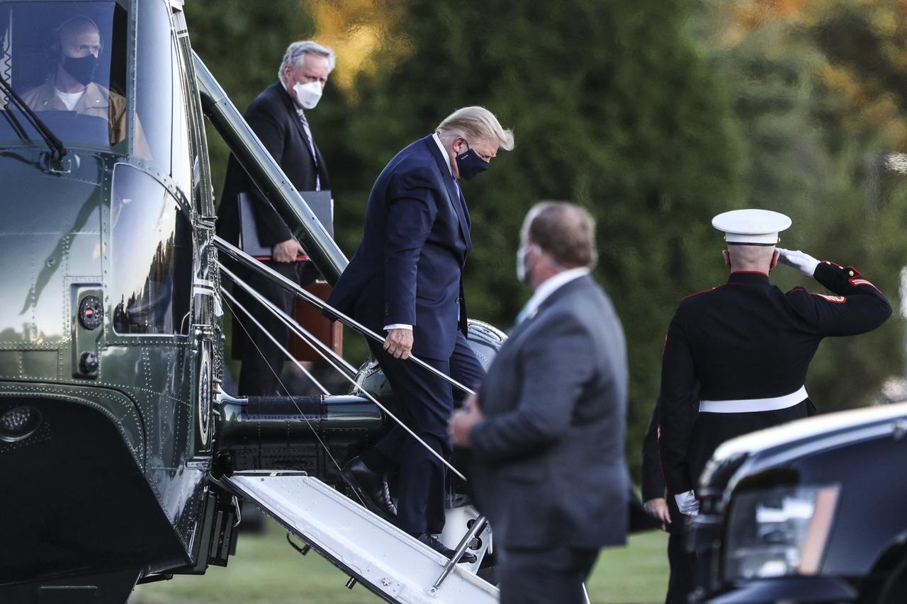 President Trump Arrives At Walter Reed Hospital - Washington