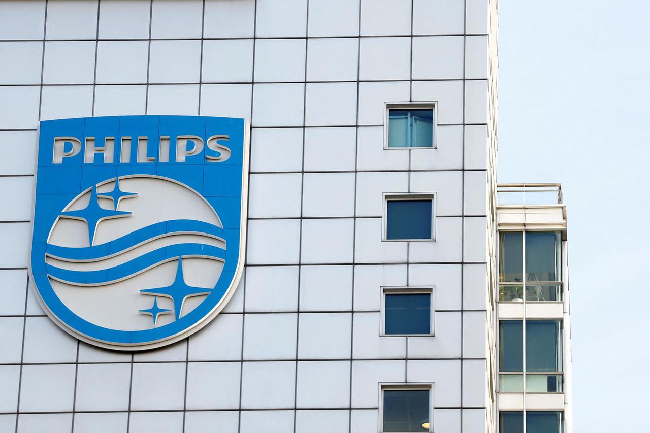 FILE PHOTO: Logo of Dutch medical equipment maker Philips is seen at its company headquarters in Amsterdam, Netherlands