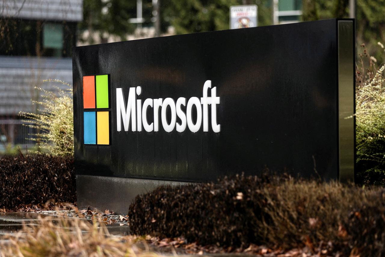 FILE PHOTO: Microsoft signage is seen at the company's headquarters in Redmond