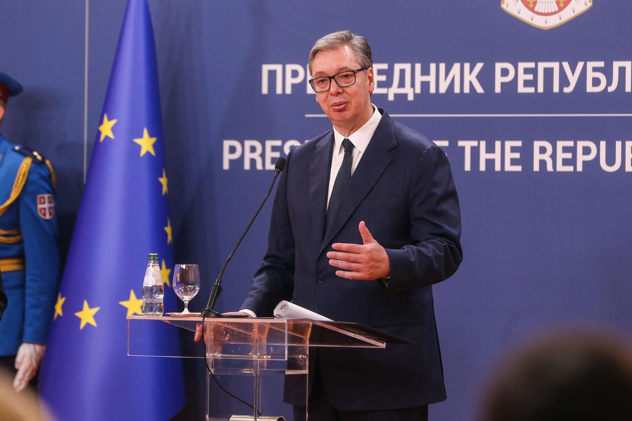 Beograd: Izjave za medije predsjednika Republike Srbije Aleksandra Vučića i predsjednika Europskog vijeća Antonija Coste
