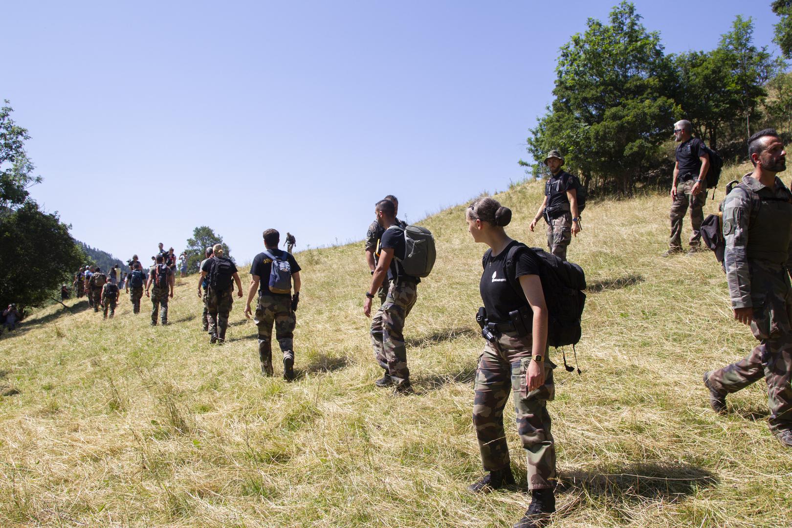 A group of gendarmes are looking for little Emile in a steep area. French police are engaged in an extensive air and land search for a missing two-year-old boy who disappeared from a village in the south of the country at the weekend. The toddler, Émile, was playing in the garden of his grandparents’ house in a hamlet just outside Le Vernet in the Alpes-de-Haute-Provence between Grenoble and Nice when he vanished on Saturday afternoon. Vernet, France, July 10, 2023. Photo by Thibaut Durand/ABACAPRESS.COM Photo: Durand Thibaut/ABACA/ABACA