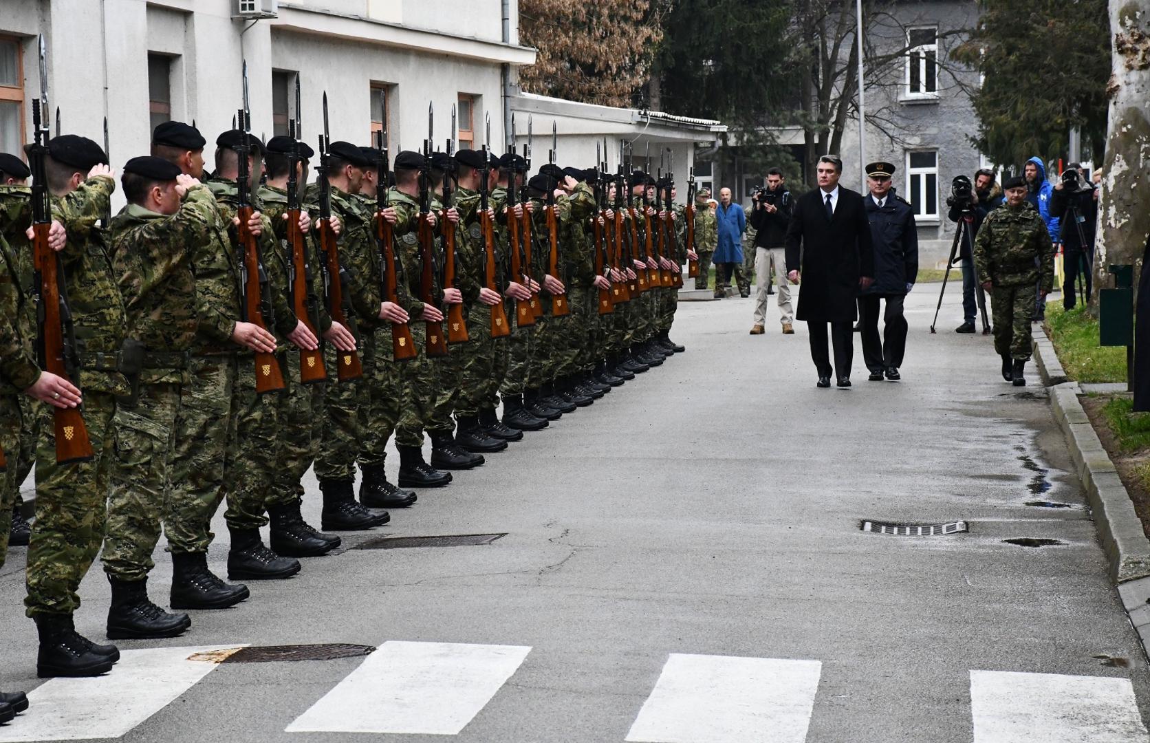 12.03.2021.,Pozega - Svecana prisega 29. narastaja rocnika na dragovoljnom vojnom osposobljavanju kojoj je nazocio i predsjednik RH Zoran Milanovic odrzana je se u vojarni "123. brigade HV"Photo: Ivica Galovic/PIXSELL
