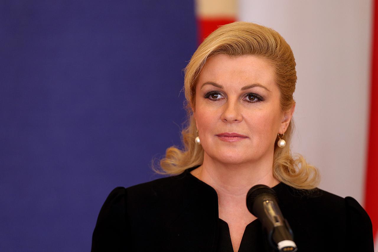 23.04.2015., Zagreb - Predsjednica Republike Hrvatske Kolinda Grabar-Kitarovic sastala se s Predsjednikom Talijanske Republike Sergiom Mattarellom u Uredu Predsjednice na Pantovcaku.  Photo: Goran Stanzl/PIXSELL