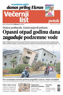 Večernji list naslovnica