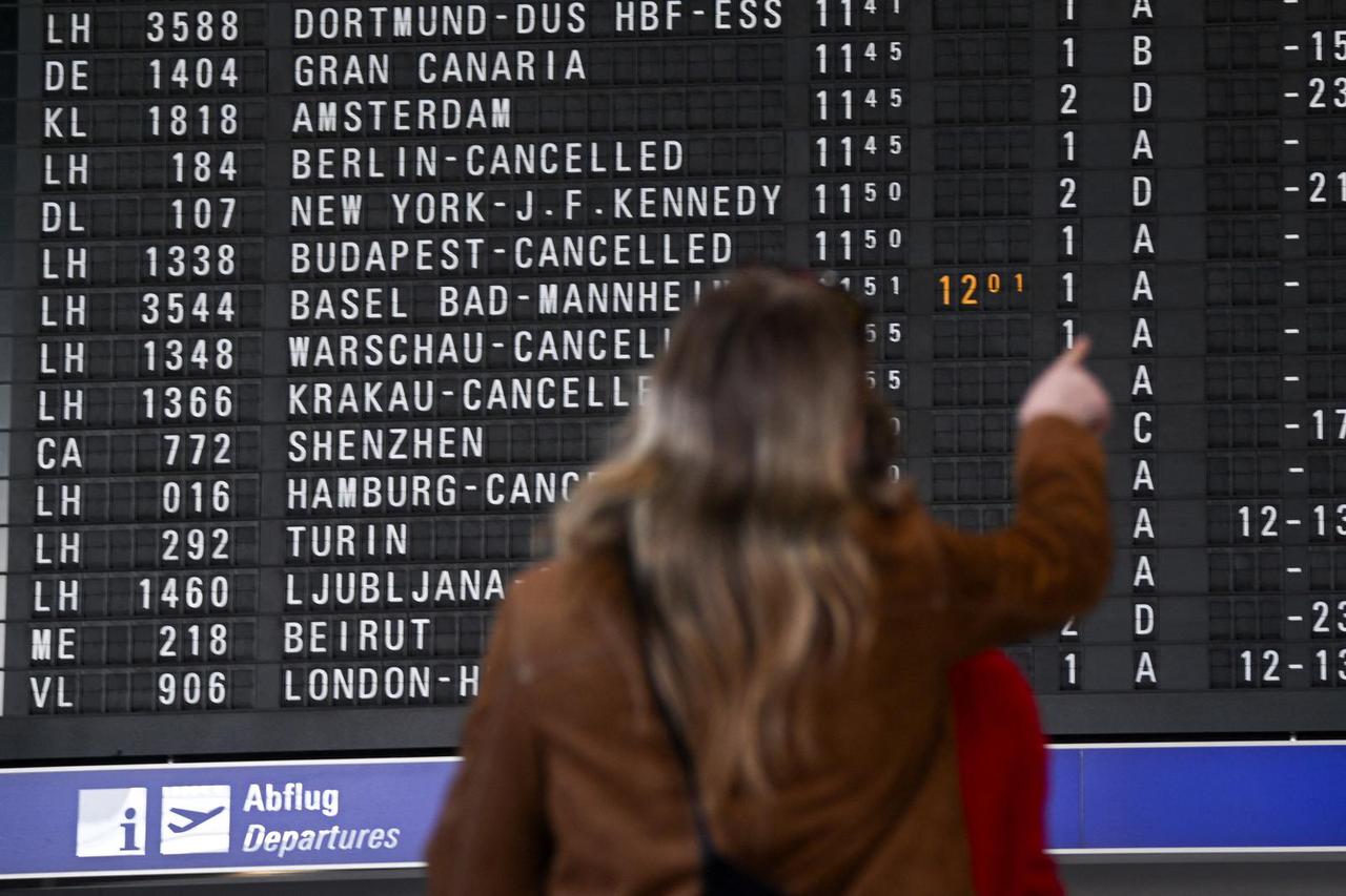 Strike by the UFO union, representing Lufthansa cabin crew, at Frankfurt Airport