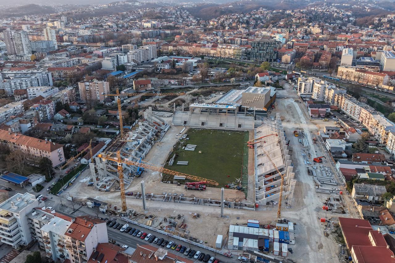 Zagreb: Fotografije iz zraka radova na novom stadionu u Kranjčevićevoj