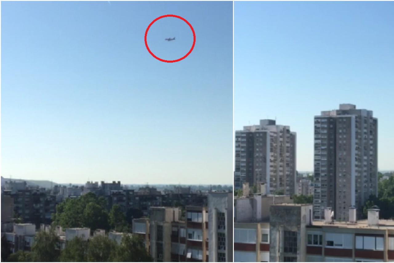 Zakoplov u niskom letu iznad Zagreba