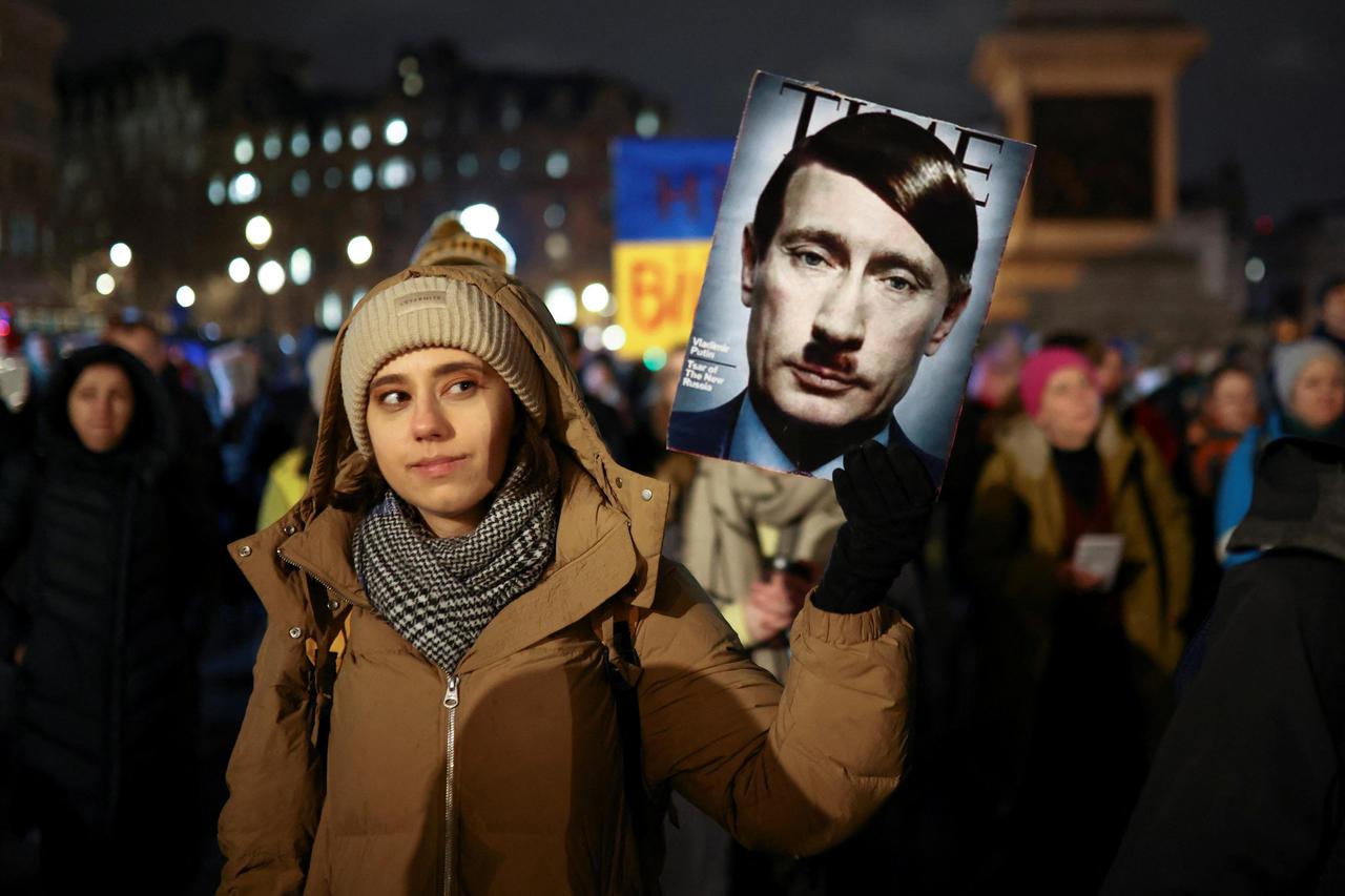 People demonstrate against Russian invasion of Ukraine, in London