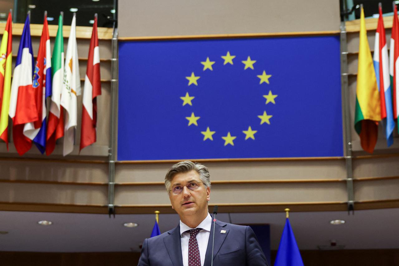 EU Parliament holds debate with Croatian Prime Minister Andrej Plenkovic, in Brussels