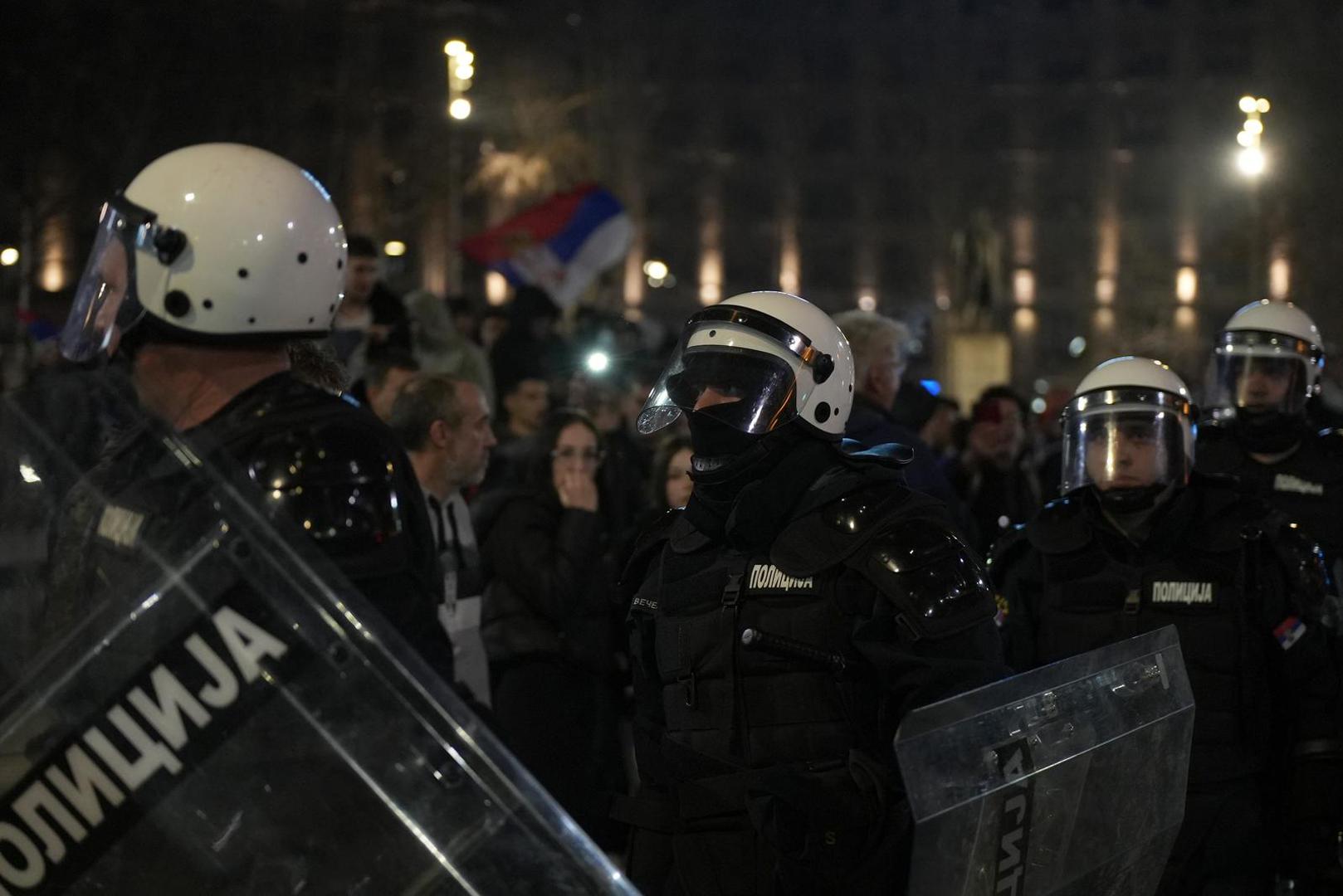 15.03.2025., Beograd, Srbija - Policijske snage rasporedjene na ulicama Beograda. Puno policije nalazi se u Pionirskom parku i ispred Skupstine Srbije. Photo: Dejan Rakita/PIXSELL